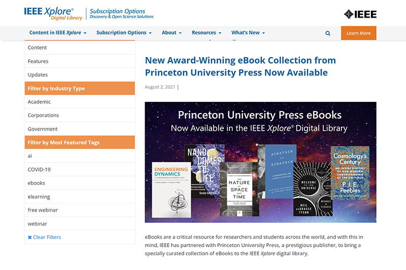 新书推荐 | Princeton University Press eBooks Library登录IEEE Xplore啦~ – 长煦信息 ...